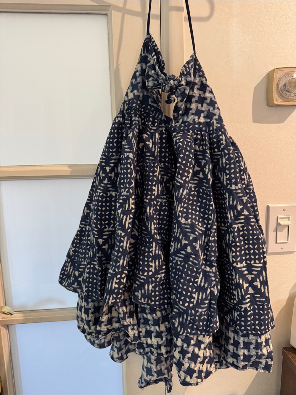 ecote Navy and Cream Patterned Halter Sundress
